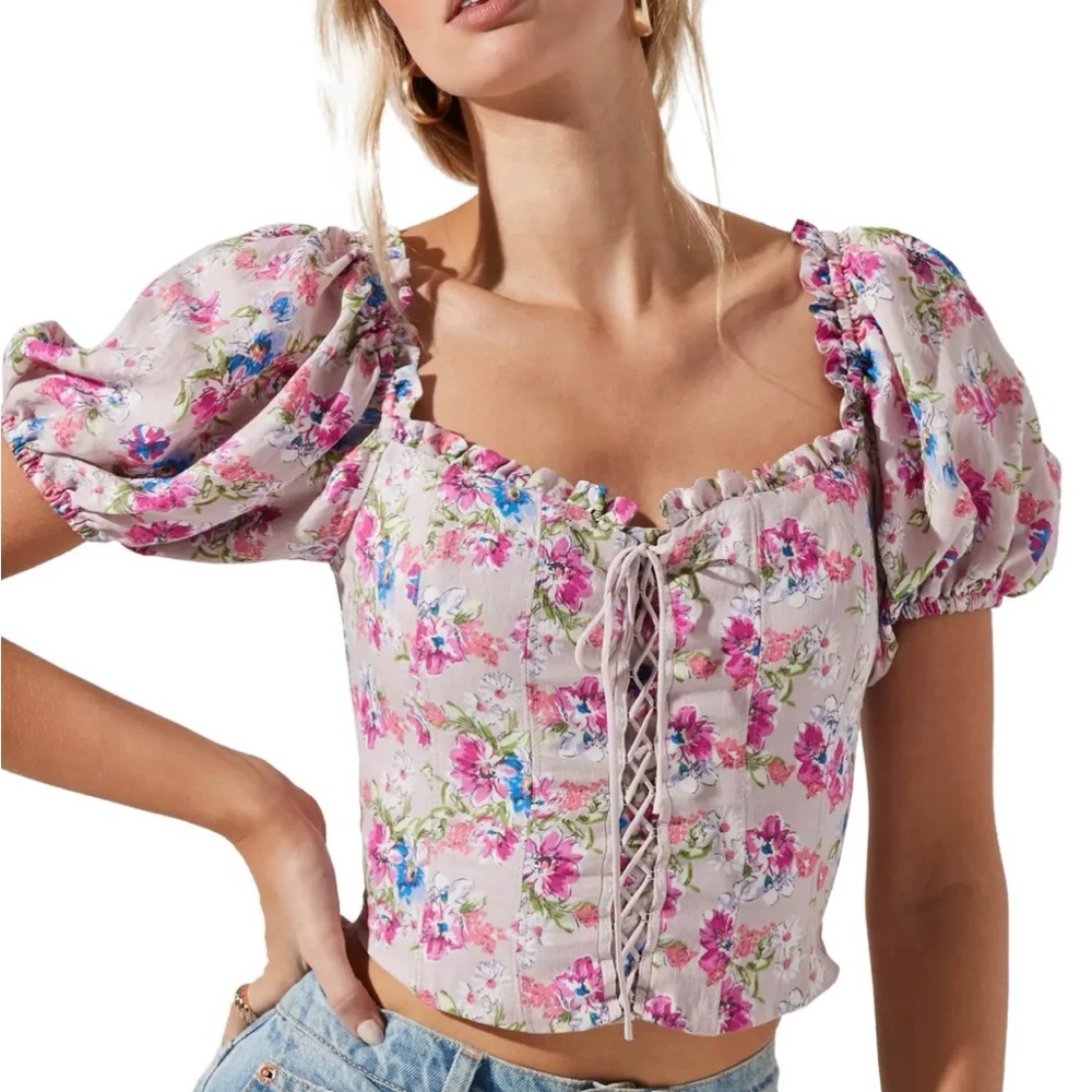 Lovely Astr Floral Corset Top NWT